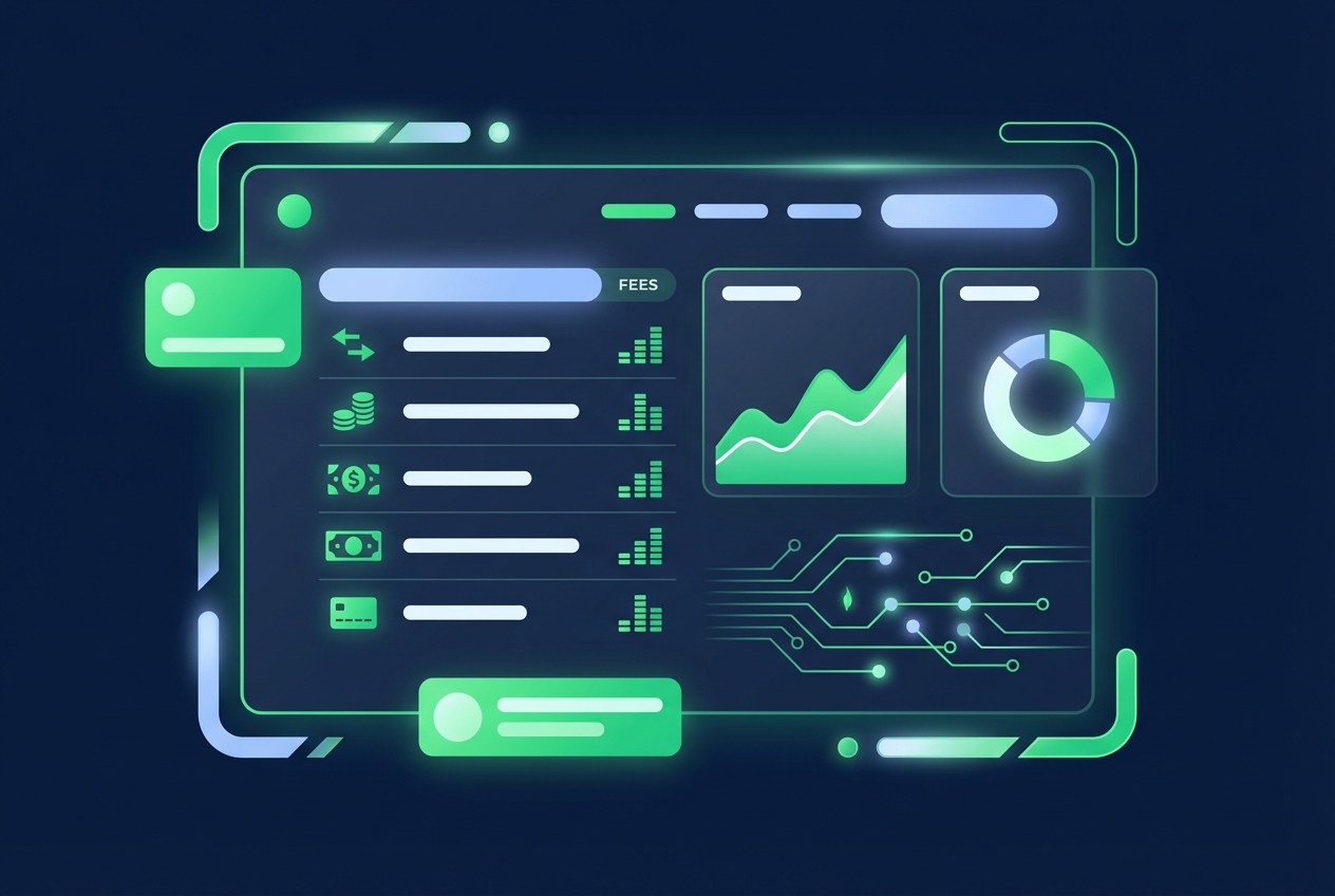 Modern kereskedői dashboard tranzakciós átláthatóságot mutatva